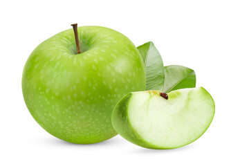 Fresh green apple on transparent png  (Image from camera)