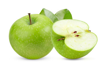 Fresh green apple on transparent png ((Image from camera)