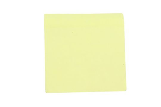 yellow stick note isolated on transparent background.