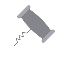 Corkscrew Wine Utensil Flat Color Icon: Kitchen Tool and Drink