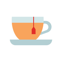 Tea Hot Drink Flat Color Icon: Beverage and Morning Drink