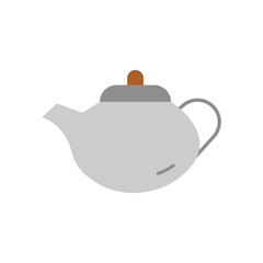 Teapot Kitchenware Flat Color Icon: Tea and Hot Beverage