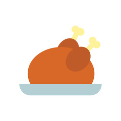 Turkey Meat Flat Color Icon: Food and Thanksgiving