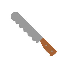 Bread Knife Kitchen Utensil Flat Color Icon: Cooking and Baking