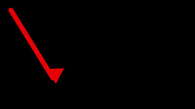Red arrow animation on black background with simple pointing direction effect