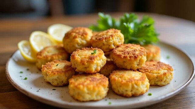  Saltfish Fritters served authentically on a plate
