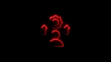 Business process management and teamwork with glowing red outline design on black background