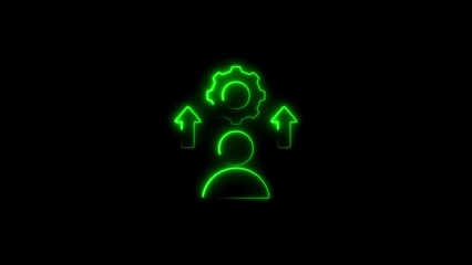 Neon green icon representing personal development and process optimization on black background