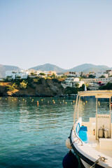 Fototapeta premium Serene boat view at coastal village
