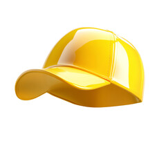 Fototapeta premium Glossy yellow baseball cap on black background