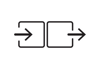 Login and logout icon, Sign In and Sign Out icon. entrance, exit icon sign. Open and close door symbol. Black exit and enter arrow, vector icon.