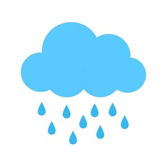 Simple illustration of a light blue cloud with light blue rain drops.