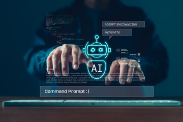 Prompt engineering for AI development with command input and code generation