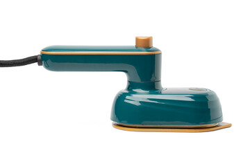 Mini steam iron for ironing clothes. Travel steam iron, for traveling. Device. Household technologies.