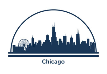 Obraz premium Chicago Skyline Silhouette with Ferris Wheel and Iconic Skyscrapers