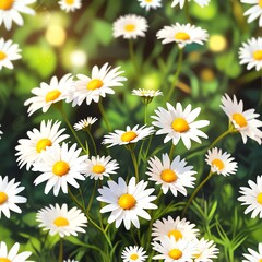 Fototapeta premium Vibrant Daisy Meadow: A Summer's Day Dream