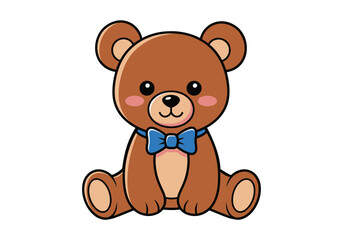 Obraz premium Adorable Cartoon Teddy Bear Wearing a Blue Bow Tie