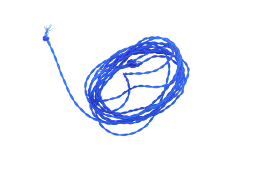 blue rope coil isolated on transparent background.