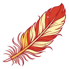 Obraz premium Fiery golden red gradient feather vector illustration. Perfect for: phoenix-inspired designs, fantasy posters, mythical branding, epic artwork