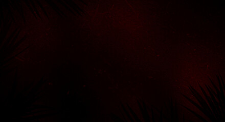 Abstract Tropical Night View with Palm Tree Silhouettes and Dark Maroon Background for Exotic Vacation Vibe