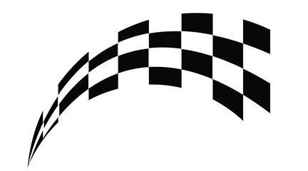 Racing stripes and checkered flags vector set. Dynamic black shapes for speed, automotive graphics, car decals, motorsport branding, and motion design themes