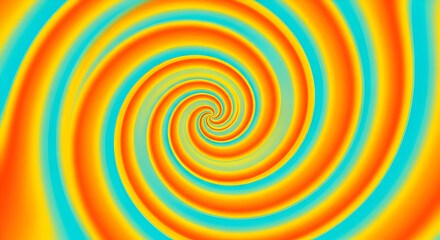 Naklejka premium Colorful Hypnotic Spiral Swirl in Orange and Blue Abstract Background.
