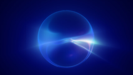 Glowing energy core sphere surrounded by neon rings and swirling particle fields