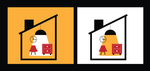 Abstract House Interior with Chair and Chest of Drawers Light. Household items and real estate concept vector art