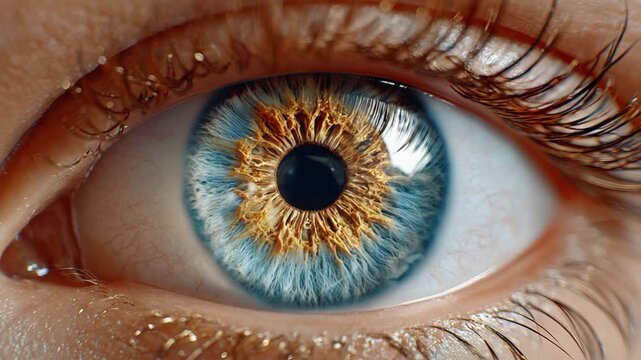 Intimate Gaze: A close-up perspective reveals the intricate details of a human eye, displaying its unique and striking features with utmost clarity. 