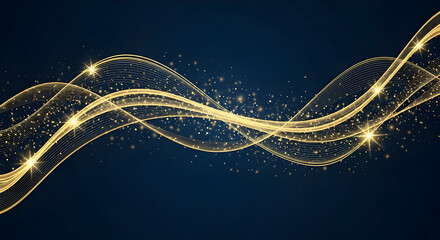Golden Wavy Lines Abstract Background.