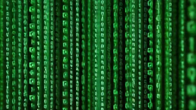Digital Rain Code Cascade: A captivating display of green binary code streams, conveying the essence of data, technology, and the digital world.