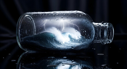 Wave in a Bottle: Surreal Ocean Scene in Glass.