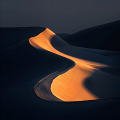 Scenic desert dunes with dramatic shadows at dawn ideal for travel inspiration blog and landscape design