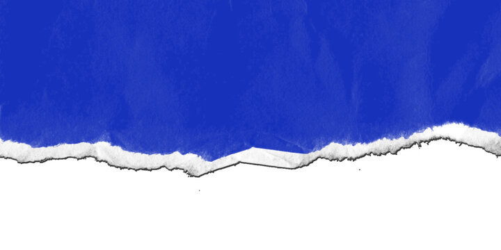 Realistic torn paper edge. Ripped blue paper mockup isolated on transparent background. Piece of rip paper PNG. mockup template