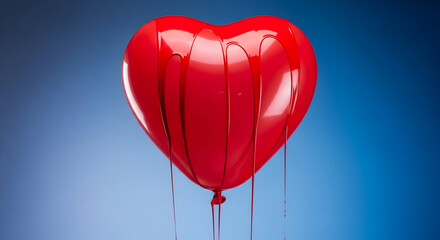 Red Heart Balloon: Symbol of Love and Celebration on Blue.