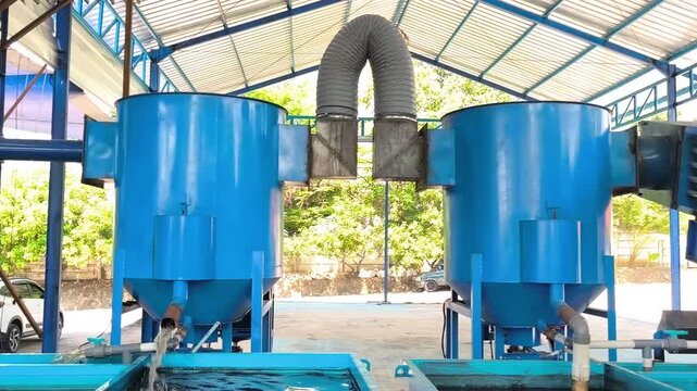 Dirty wastewater filter tank from the incinerator, Tapos, Indonesia, August 3, 2025