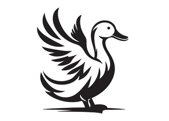 duck logo silhouette vector, goose silhouette illustration, duck silhouette vector design, duck swimming logo, duck logo silhouette vector, wildlife duck logo silhouette vector on white background 