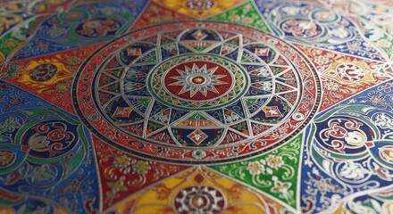 Exquisite Ornate Circular Pattern with Intricate Geometric and Floral Details