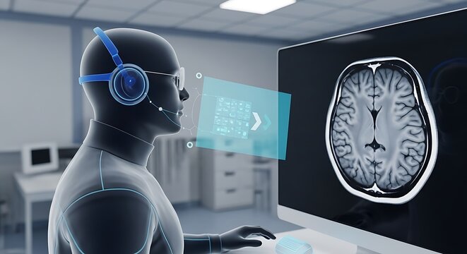 doctor looking at x ray image