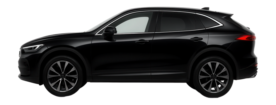 Luxury crossover with chrome window trim and dual exhaust outlets