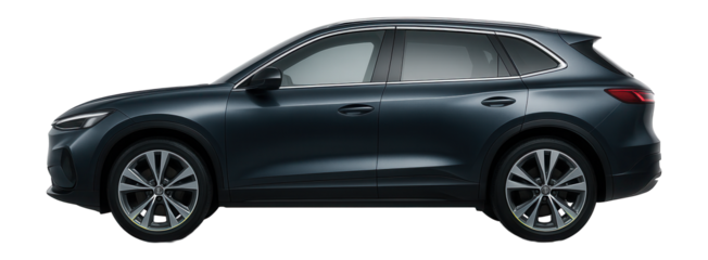 Electric SUV with sculpted body lines and large alloy wheels