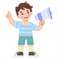 Obraz premium Illustration of Boy Holding a Megaphone