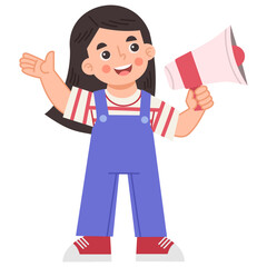 Illustration of Girl Speaking into a Megaphone