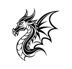 Tribal Dragon Head Design black and White Vector Illustration vector
