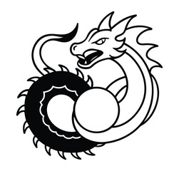 Tribal Dragon Head Design black and White Vector Illustration vector