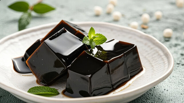 Start of Summer/Dragon Boat Festival, herbal jelly dessert food menu background