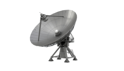 Satellite dish antenna with modern design and clear signal reception isolated on white background