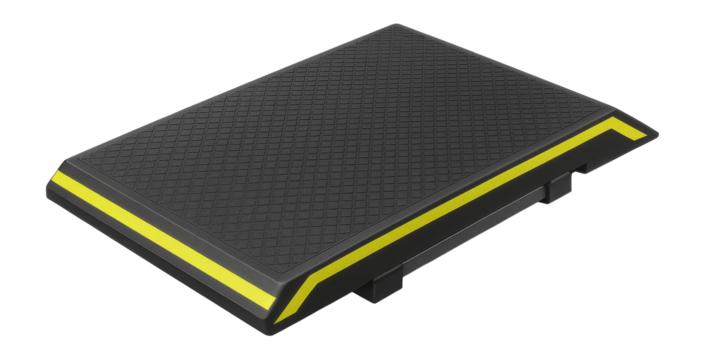 Heavy-duty rubber loading ramp with reinforced grip pattern and beveled edges