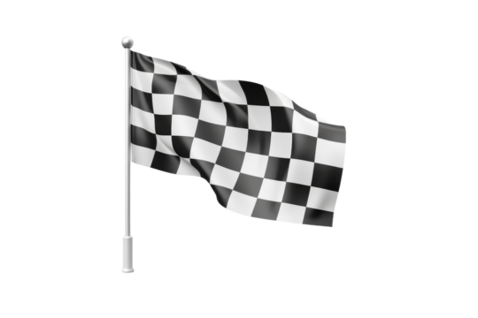 Racing Flag. White or PNG Transparent Background.