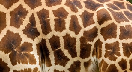 Close up of giraffe skin pattern with brown and tan patches